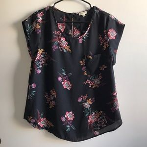 Lily White Black Floral Print Blouse